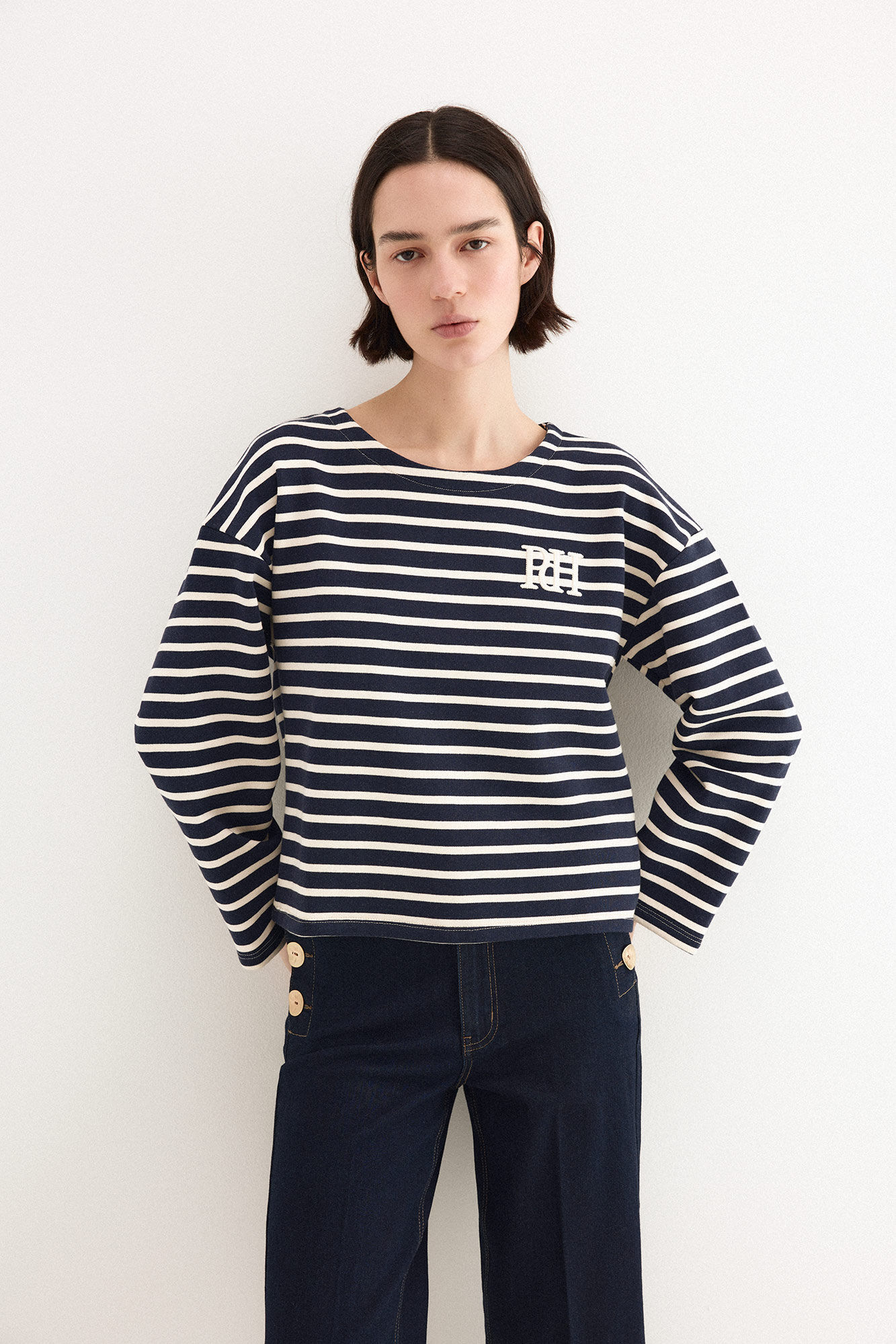 Pedro del Hierro Striped pdh logo sweatshirt