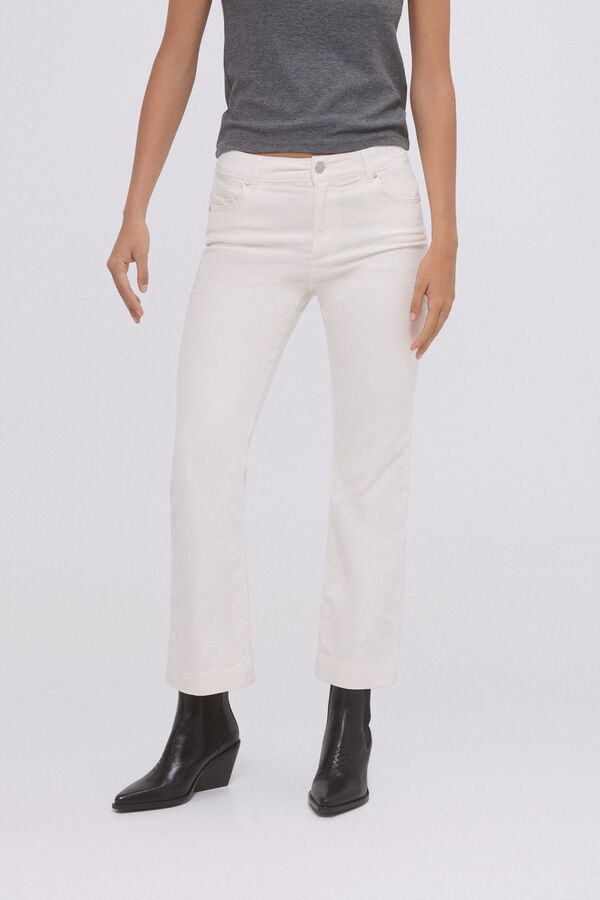 Pedro del Hierro Flare cropped velvet pants Ecru