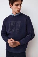 Pedro del Hierro Crew neck logo sweatshirt Blue