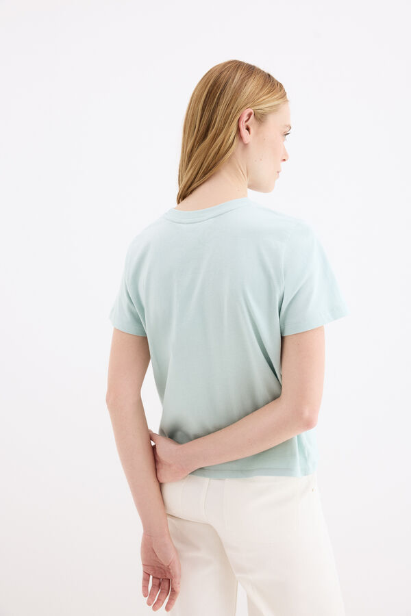 Pedro del Hierro Embroidered cord short sleeve T-shirt Turquoise