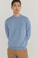 Pedro del Hierro Fine premium cotton round neck sweater Blue