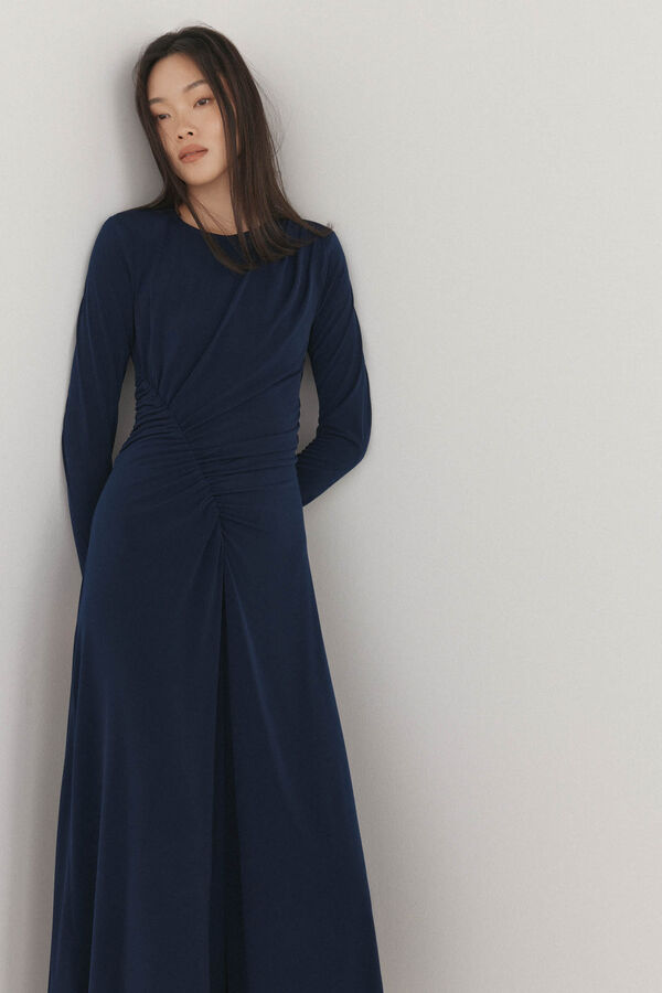 Pedro del Hierro Midi dress with ruffles Blue