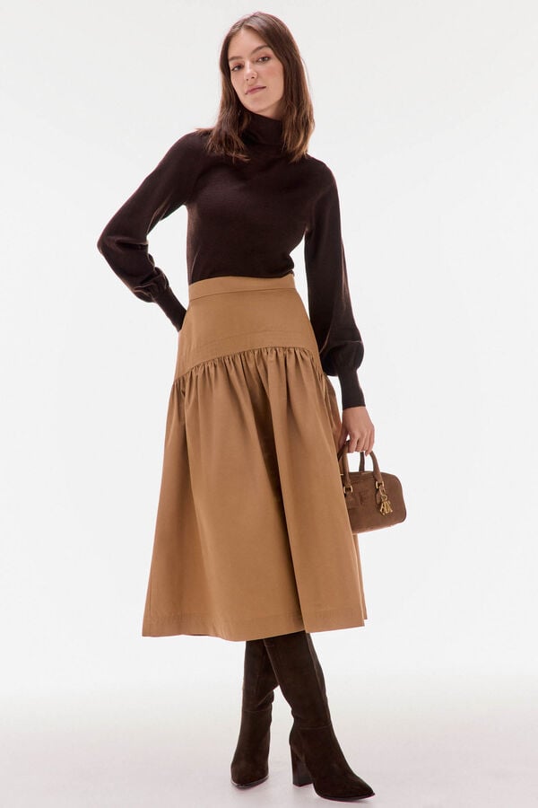 TFP by Tamara Falcó Falda tafeta abullonada Beige