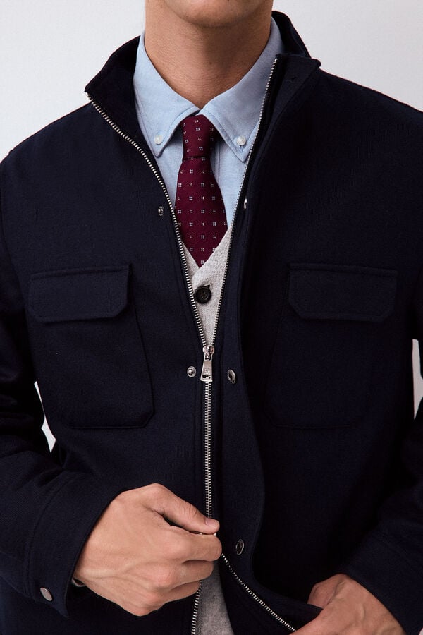 Pedro del Hierro Wool blend knit jacket Blue