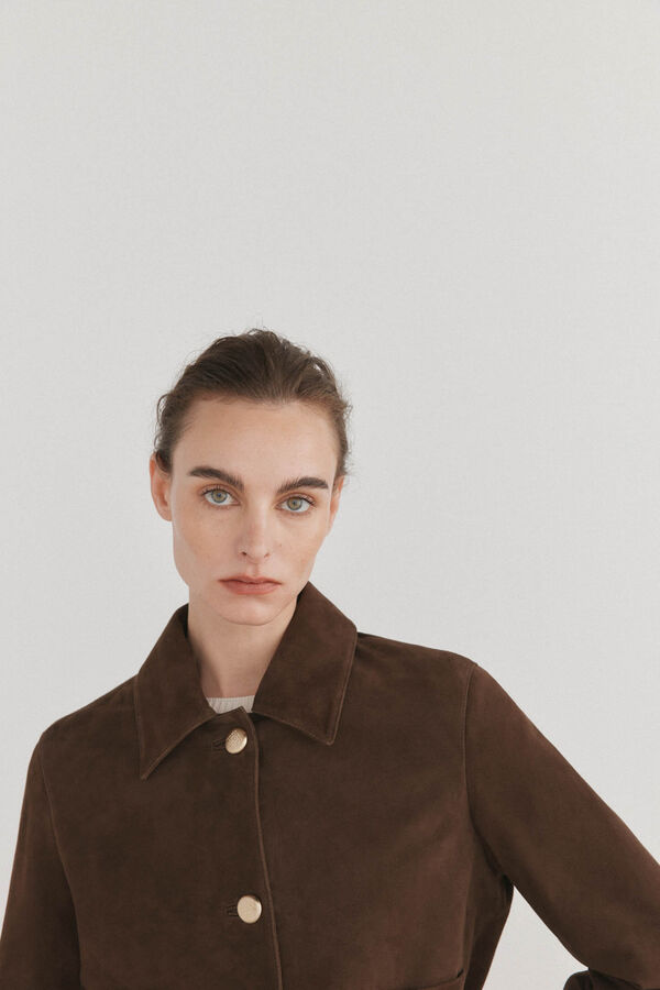 Pedro del Hierro Short suede jacket Brown