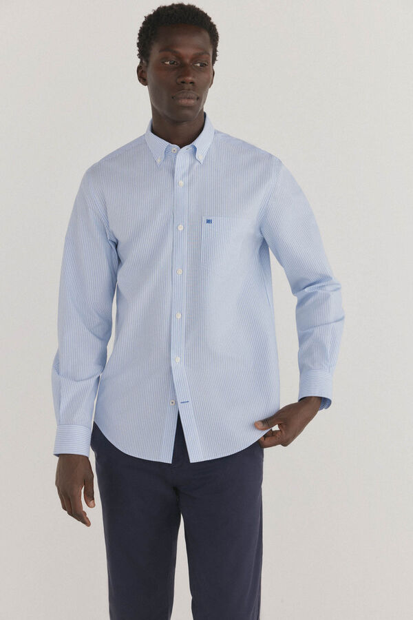 Pedro del Hierro Non iron + stain resistant striped shirt Blue