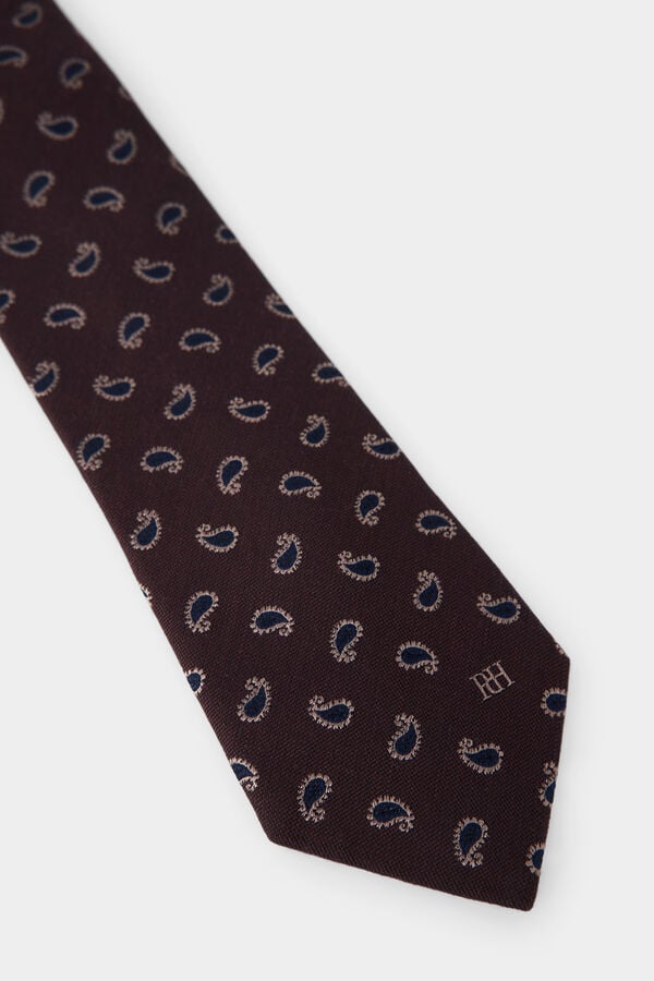 Pedro del Hierro Extra-fine silk tie Brown