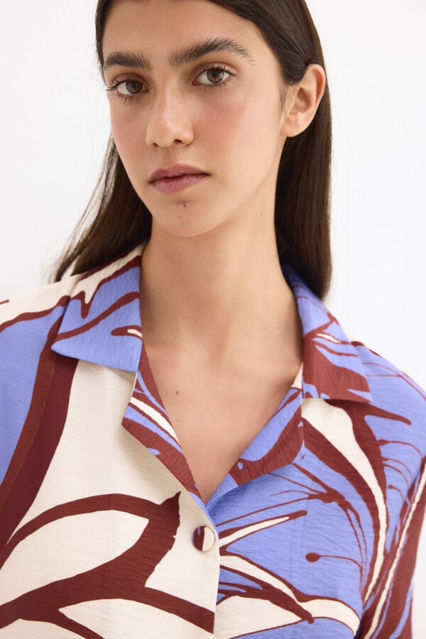 Pedro del Hierro Camisa estampada de manga curta Azul