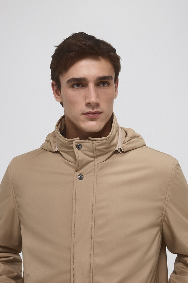 Pedro del Hierro Waterproof raincoat with detachable hood Beige