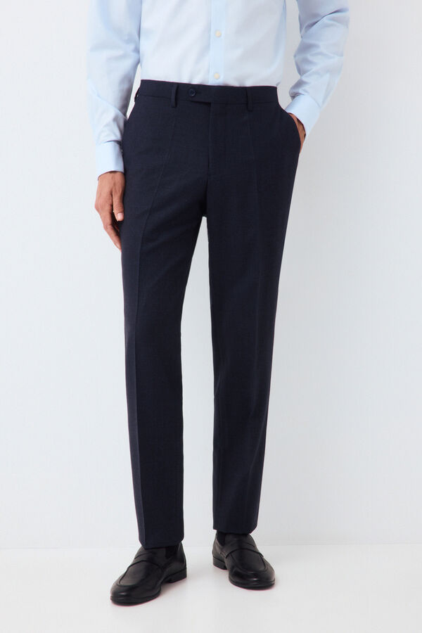 Pedro del Hierro Blue plaid slim fit tailored trousers Blue