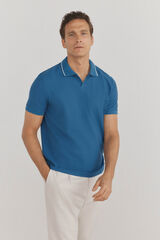 Pedro del Hierro Textured polo shirt Blue