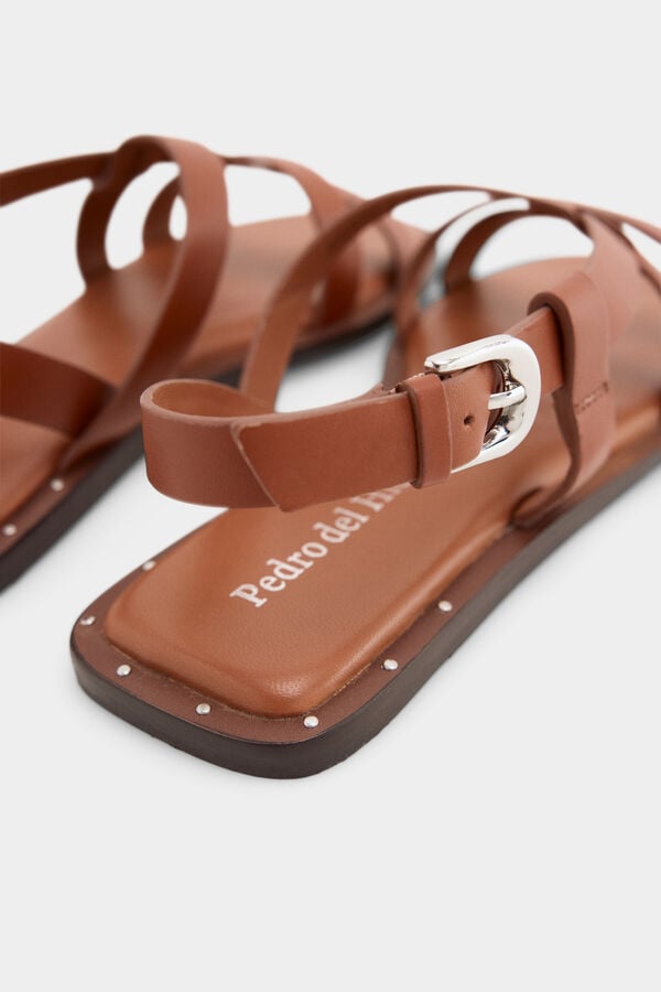 Pedro del Hierro Leather strap sandal Red