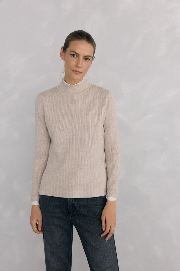 Pedro del Hierro Jersey efecto plisado canalé Ecru