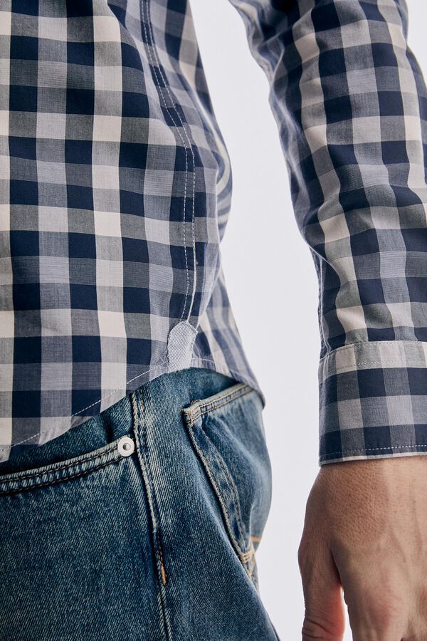 Pedro del Hierro Camisa cuadros tencel modal Azul