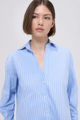 Pedro del Hierro Long striped poplin shirt Blue