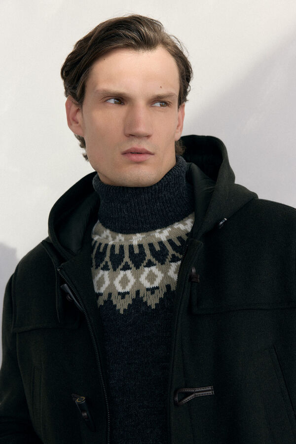 Pedro del Hierro Sobretudo de lã com alamares Verde