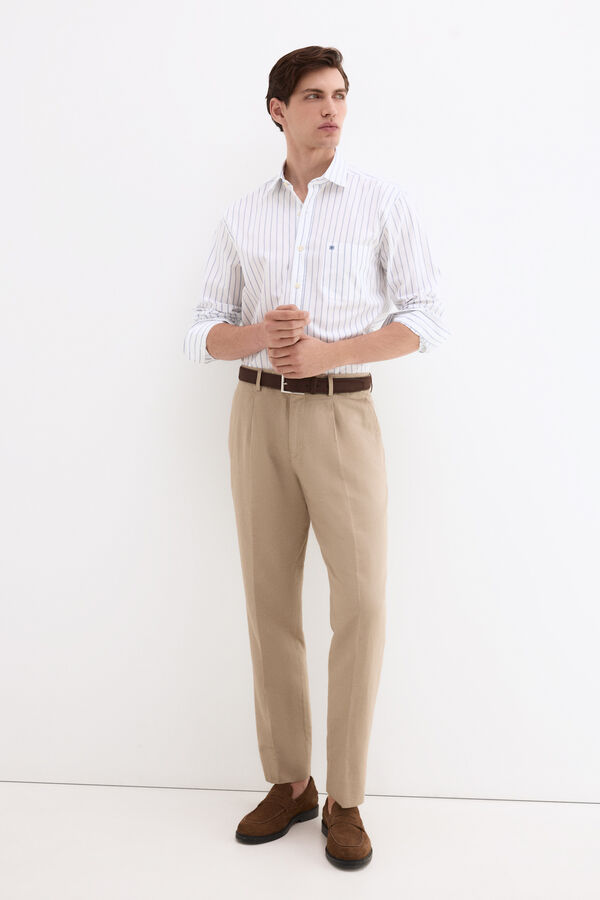 Pedro del Hierro Italian fabric striped shirt Blue