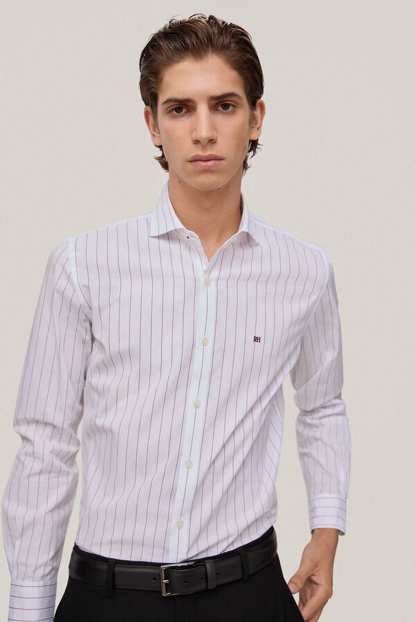 Pedro del Hierro Camisa rayas slim facil plancha libre de olores P&uacute;rpura