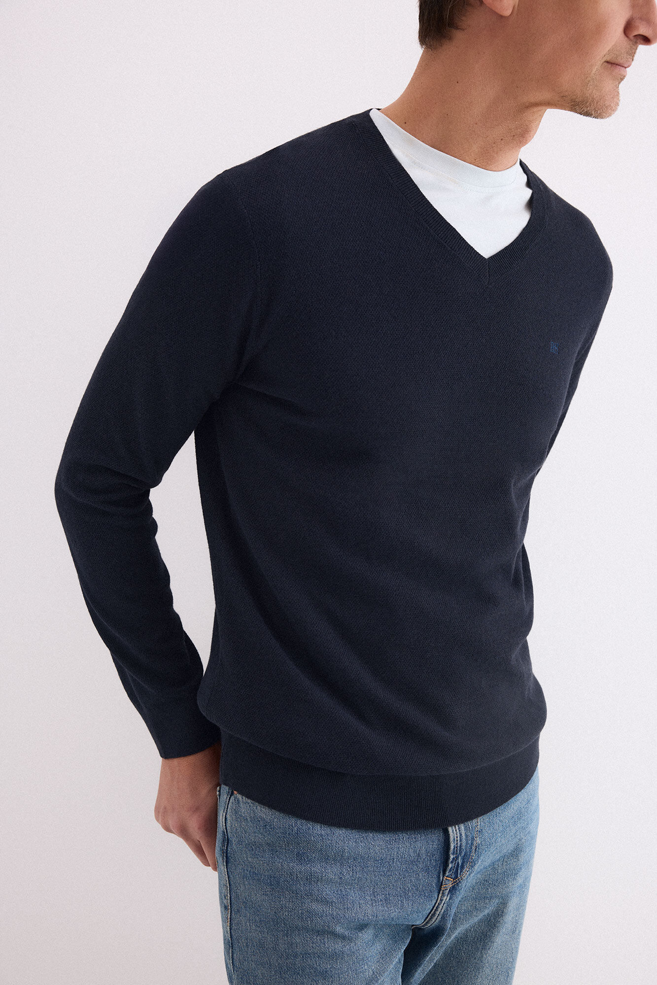 Pedro del Hierro Linen fine V-neck jumper