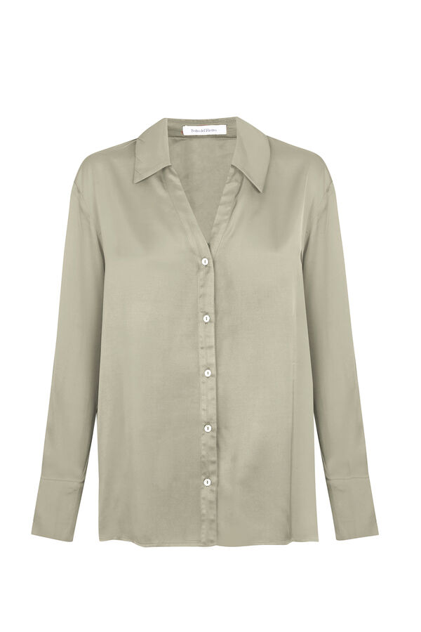 Pedro del Hierro Satin-finish basic shirt Green