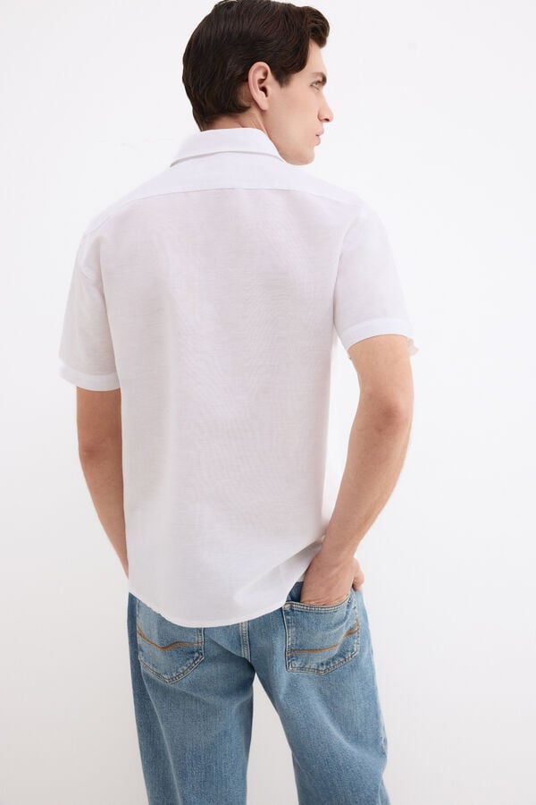 Pedro del Hierro Linen cotton plain shirt White