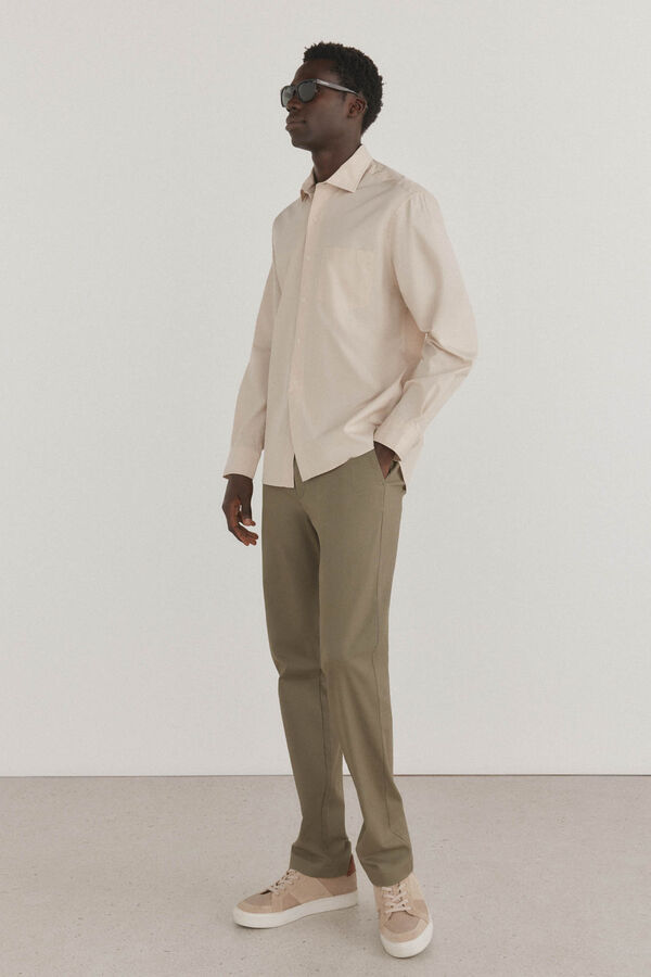 Pedro del Hierro Plain poplin shirt Beige