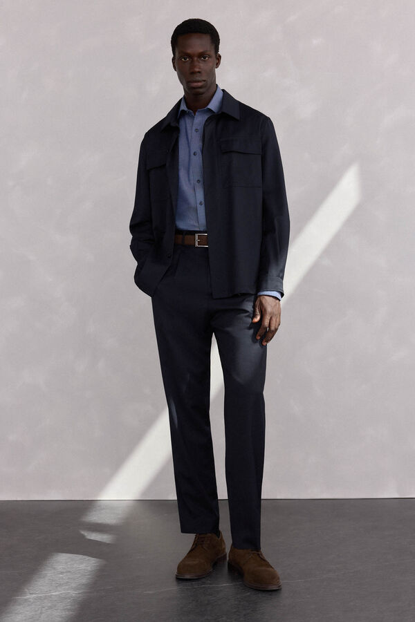 Pedro del Hierro wool suit overshirt Blue