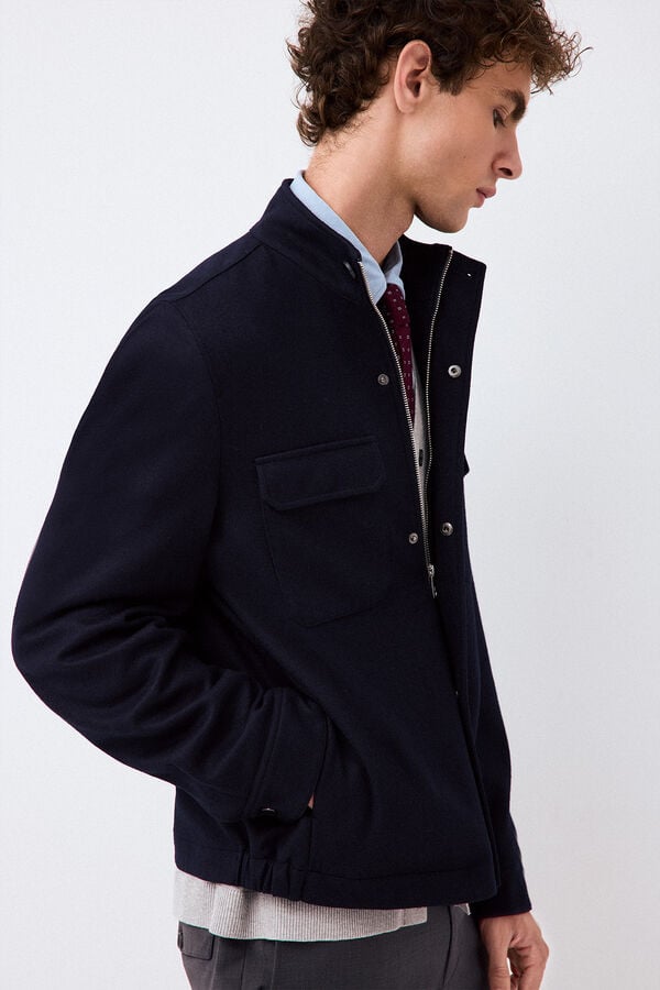 Pedro del Hierro Wool blend knit jacket Blue