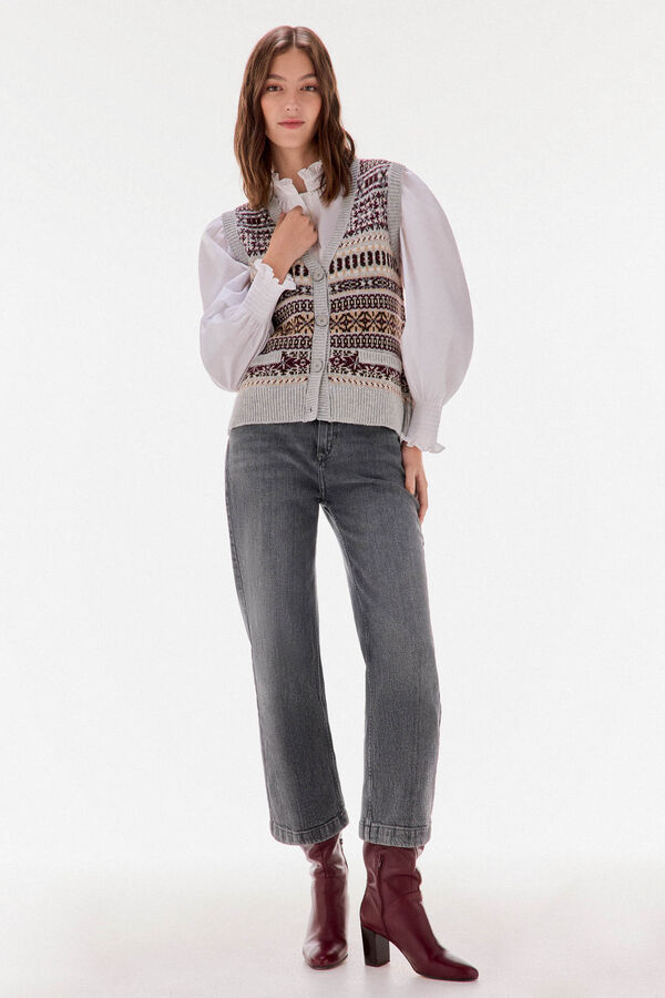 TFP by Tamara Falcó Chaleco jacquard geométrico Burdeos