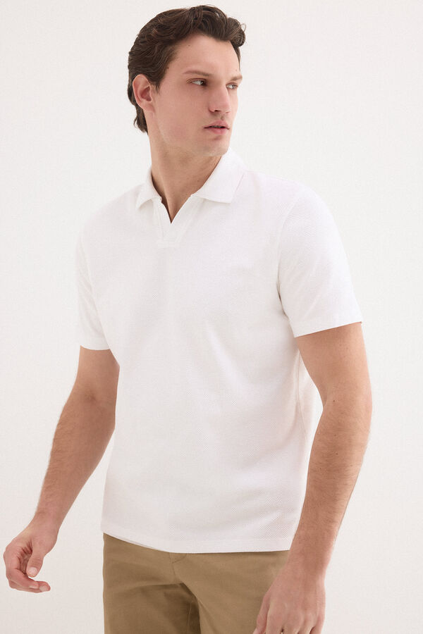Pedro del Hierro Structure polo shirt Ecru
