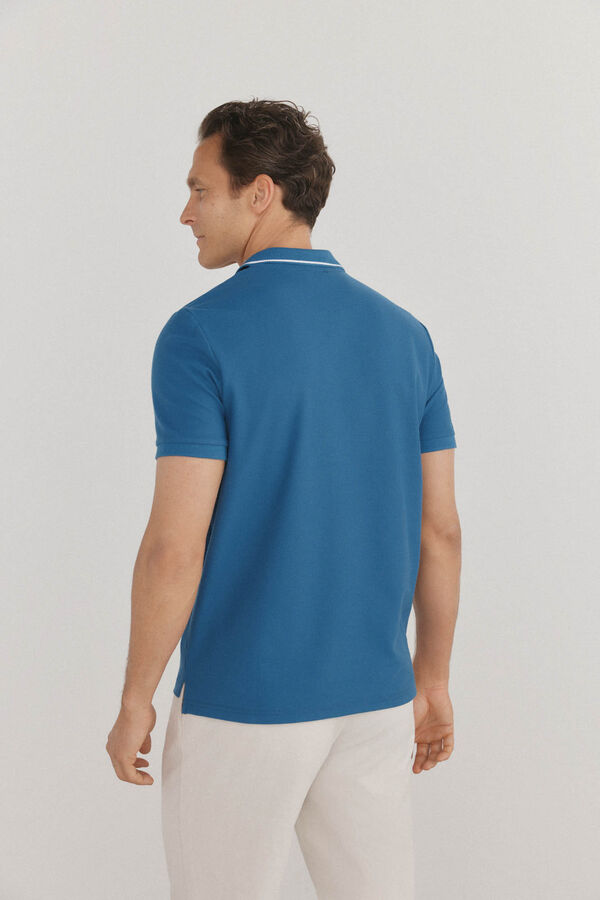 Pedro del Hierro Textured polo shirt Blue