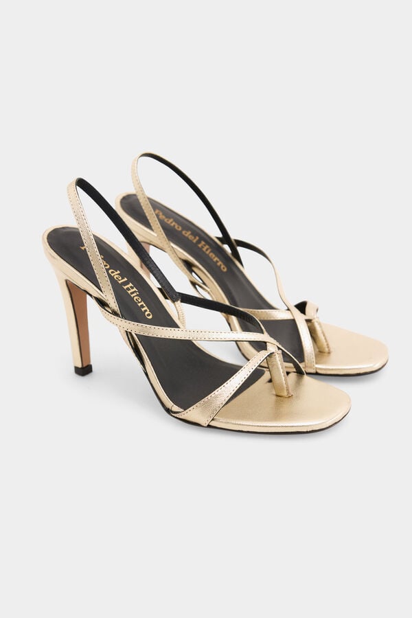 Pedro del Hierro Leather heeled sandal MBFW Yellow