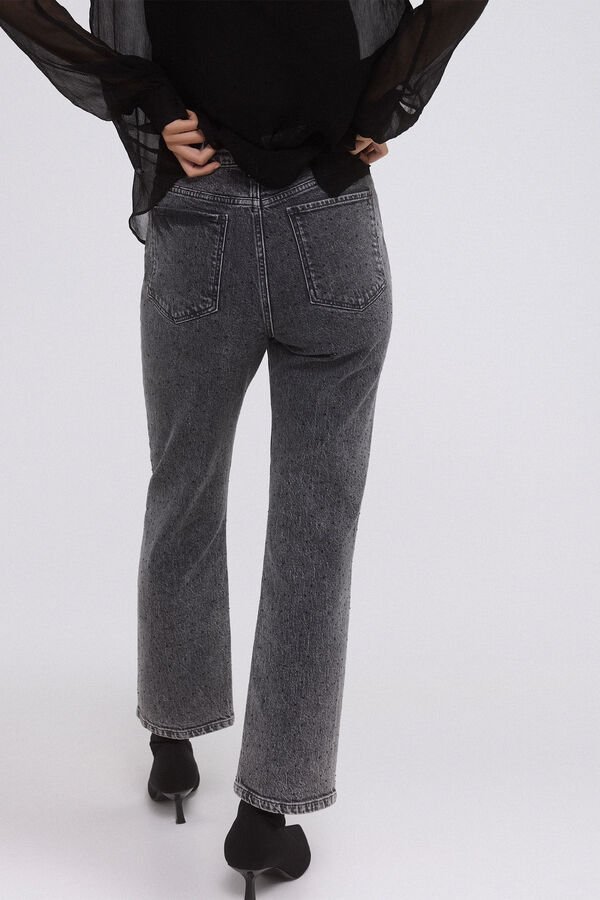 Pedro del Hierro Straight fit rhinestone jeans Grey