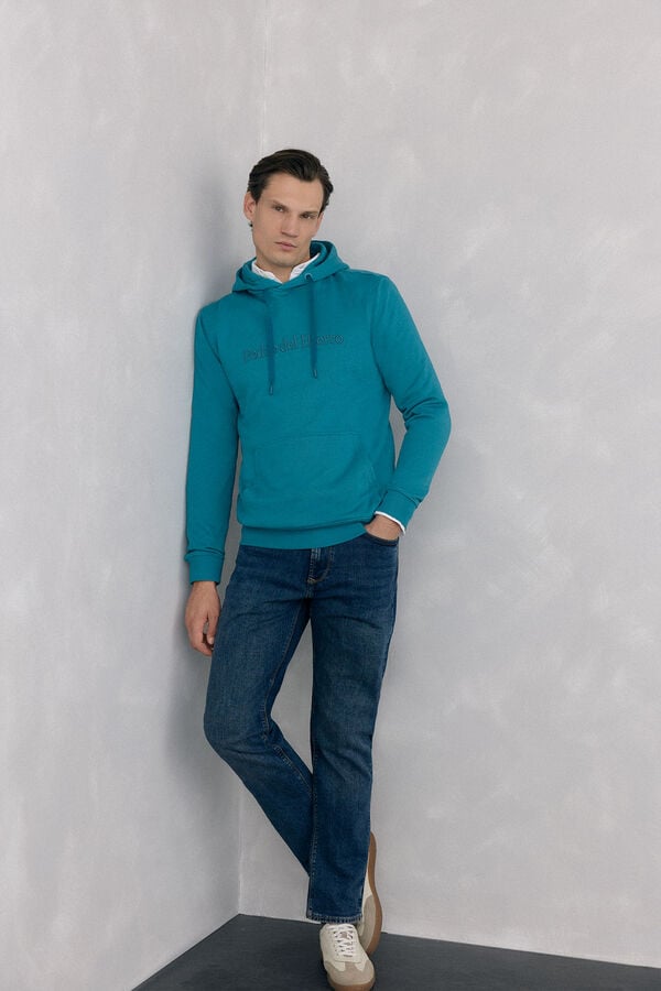 Pedro del Hierro Hooded logo sweatshirt Turquoise