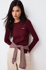 Pedro del Hierro Long-sleeved ribbed T-shirt Burgundy