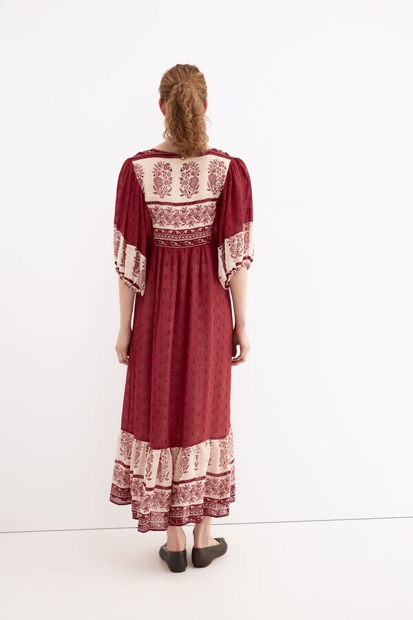 Pedro del Hierro Floral print tunic dress Burgundy