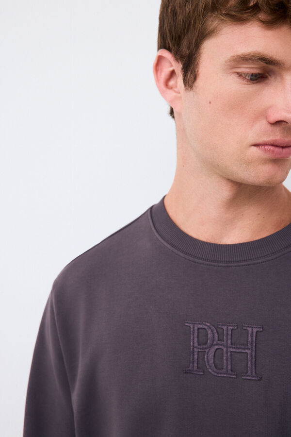 Pedro del Hierro Sweatshirt com logo gola caixa Cizento