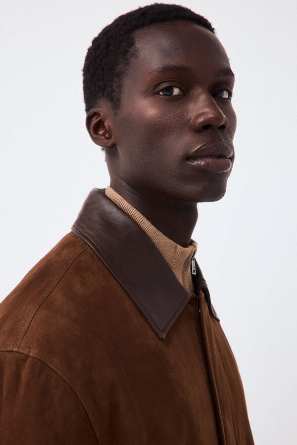 Pedro del Hierro Leather jacket Brown