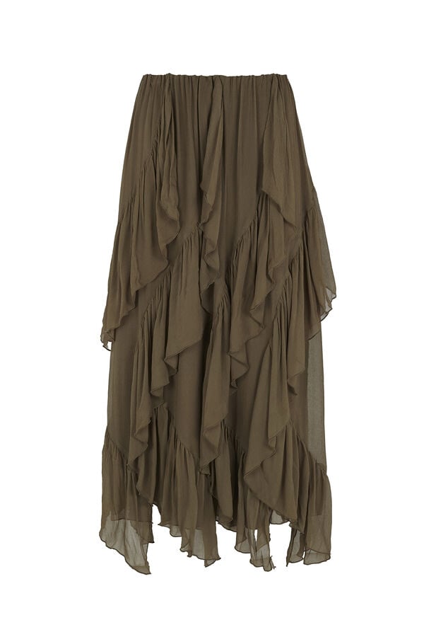 Pedro del Hierro Romantic ruffled skirt Green