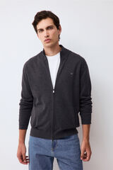 Pedro del Hierro Fine premium cotton zip fastening cardigan Grey