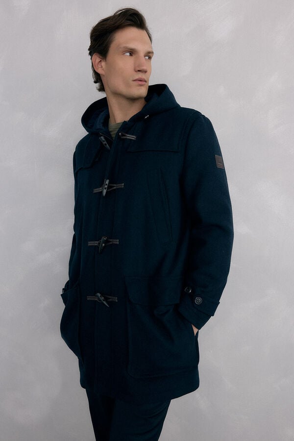 Pedro del Hierro Sobretudo de lã com alamares Azul