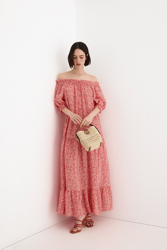 Vestido con lazada contraste