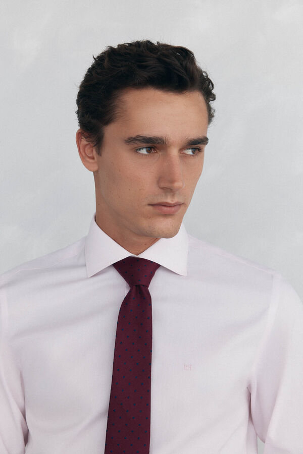 Pedro del Hierro Camisa social lisa que não pode ser passada a ferro + resistente a manchas Rosa