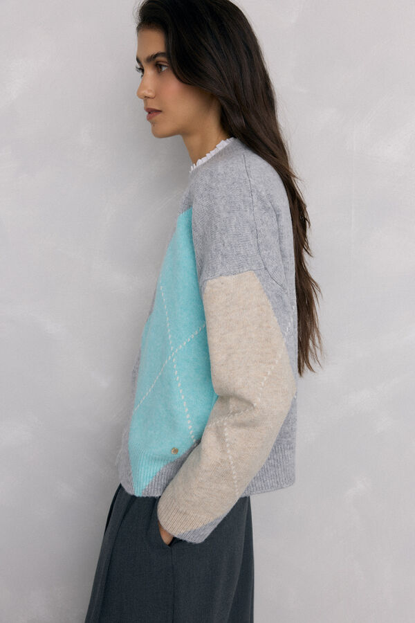 Pedro del Hierro Diamond jacquard sweater Ecru