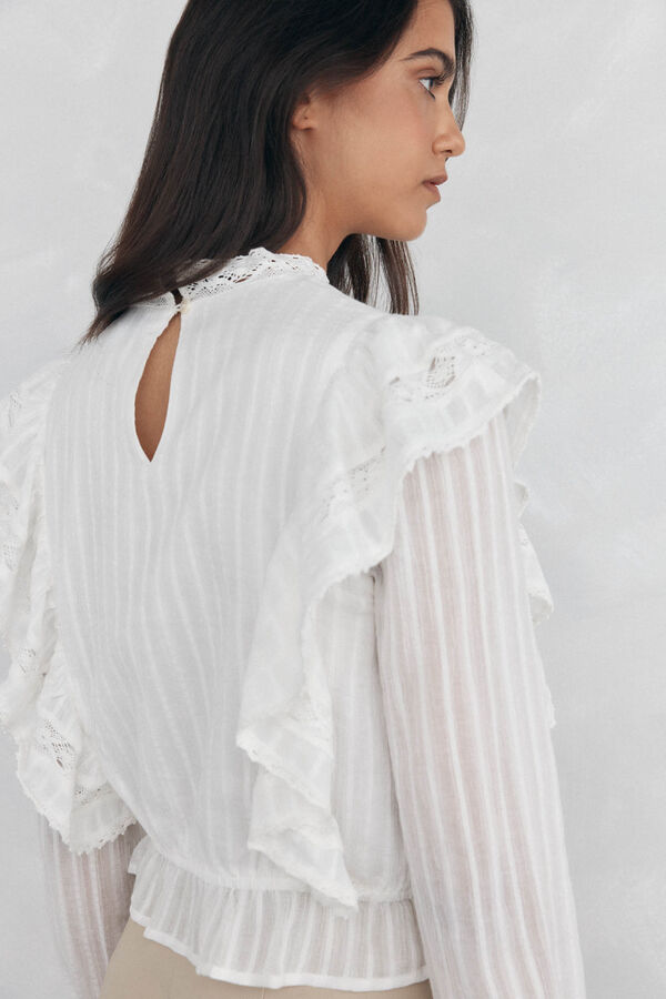 Pedro del Hierro Romantic ruffle blouse Ecru