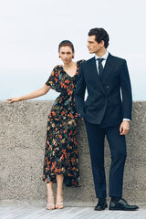 Pedro del Hierro Vestido largo estampado cortes Azul