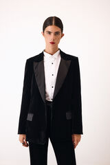 Pedro del Hierro Velvet and satin blazer Black