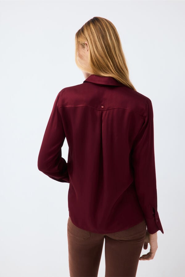 Pedro del Hierro Satin-finish basic shirt Burgundy