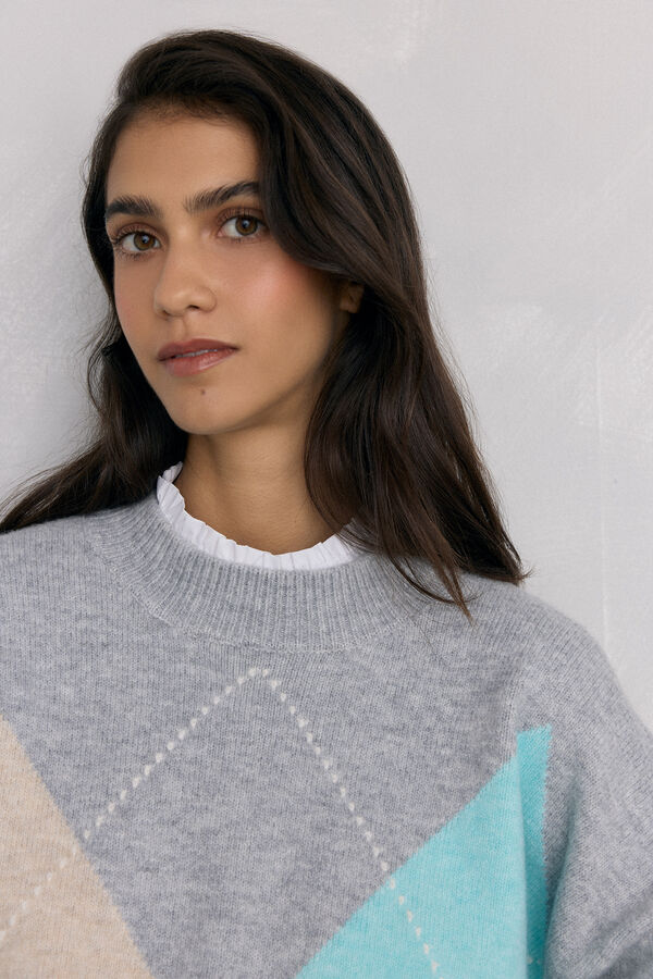 Pedro del Hierro Diamond jacquard sweater Ecru