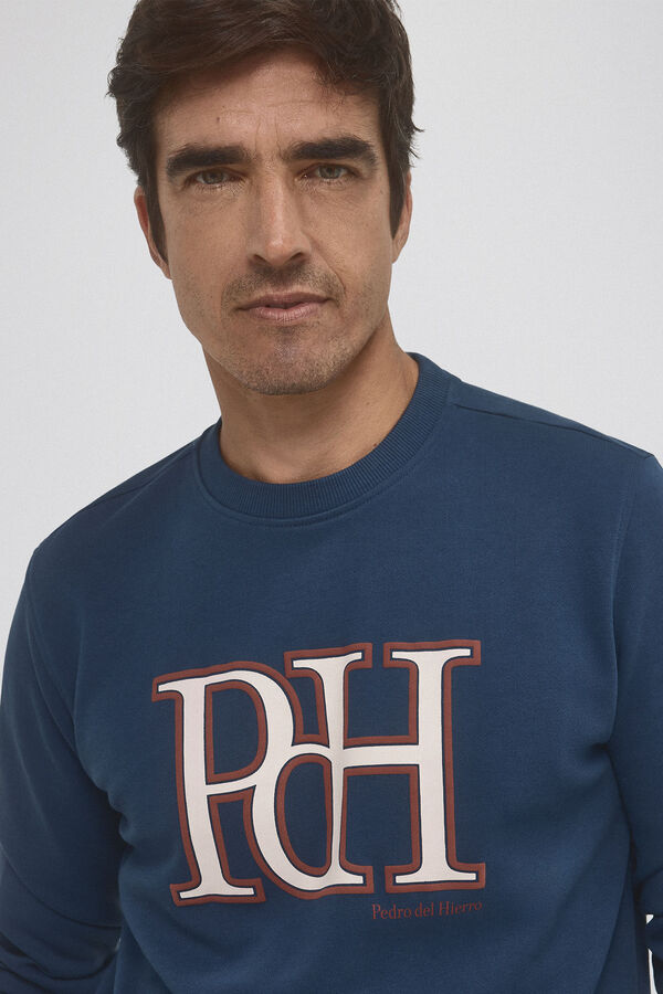 Pedro del Hierro Crew crew neck logo sweatshirt Blue